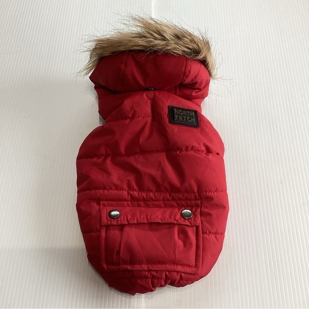 Dog Winter Coat North Fetch Athletics Size XS Attached Hat With Fur